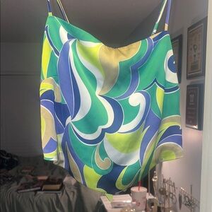 Gianni Bini Green and Blue Patterned Women's Top